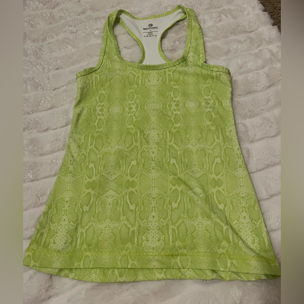 90° By Reflex Lime Green Yellow Snake Print Racer Back Tank Active Yoga XS